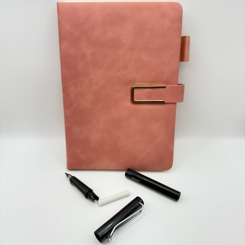 Vintage A5 Leather Notebook Pink Soft Cover & Bookmark - Picture 5 of 5